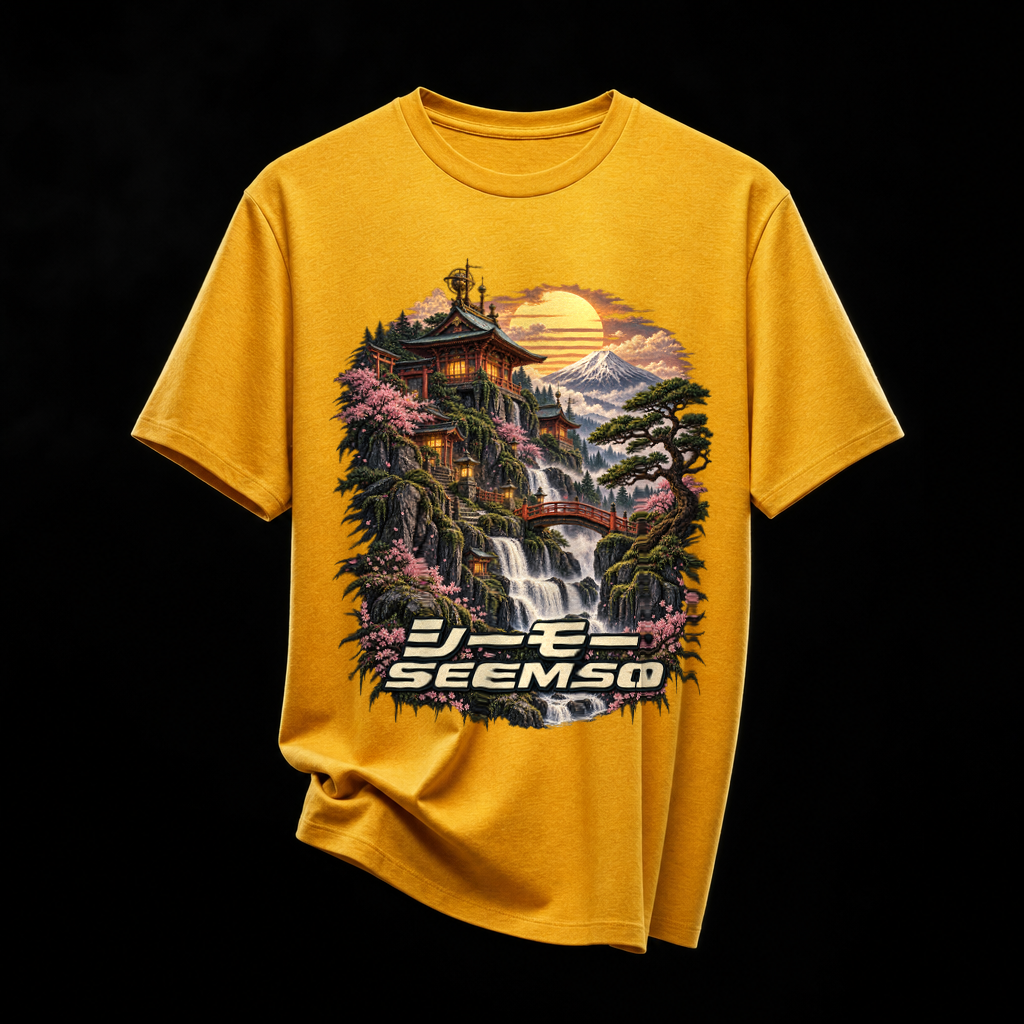 Falling Shrine tee in Heather Yellow Gold